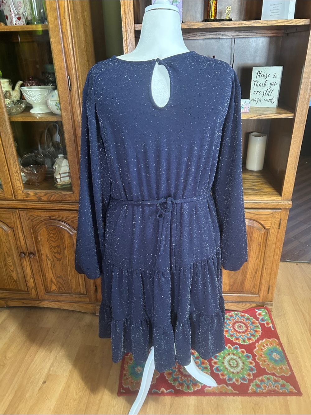 Maurice’s Sparkle Blue Tiered Long-Sleeve Dress Size 3X - Picture 7 of 11